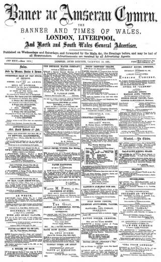 cover page of Baner ac Amserau Cymru published on November 30, 1881