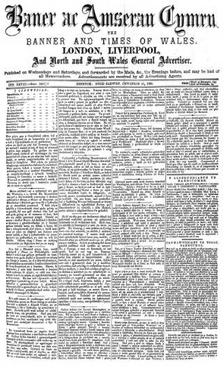 cover page of Baner ac Amserau Cymru published on February 28, 1885