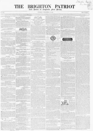 cover page of Brighton Patriot published on November 13, 1838