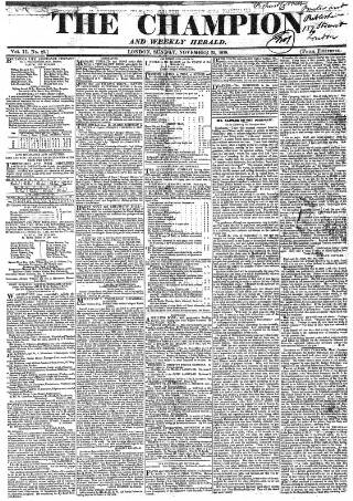 cover page of The Champion published on November 25, 1838