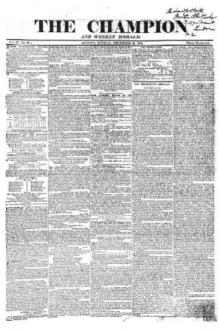 cover page of The Champion published on December 30, 1838