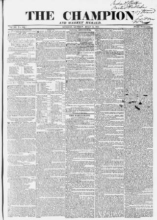 cover page of The Champion published on July 14, 1839