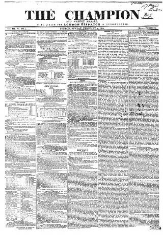cover page of The Champion published on February 9, 1840
