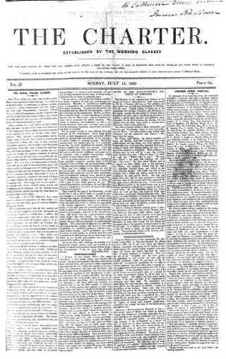 cover page of The Charter published on July 14, 1839