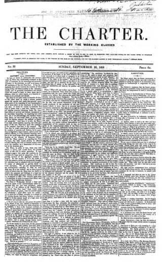 cover page of The Charter published on September 22, 1839