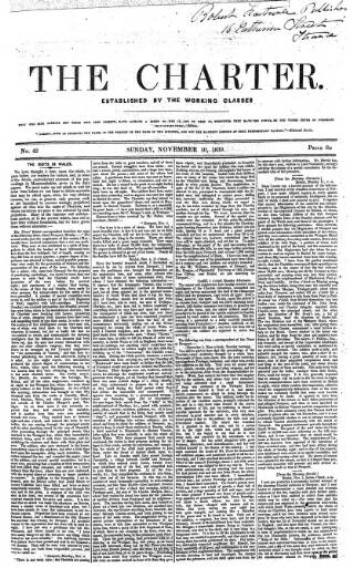 cover page of The Charter published on November 10, 1839