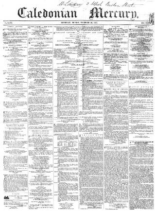 cover page of Caledonian Mercury published on November 30, 1857