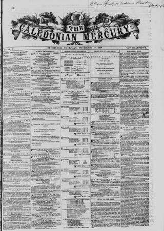 cover page of Caledonian Mercury published on November 15, 1866