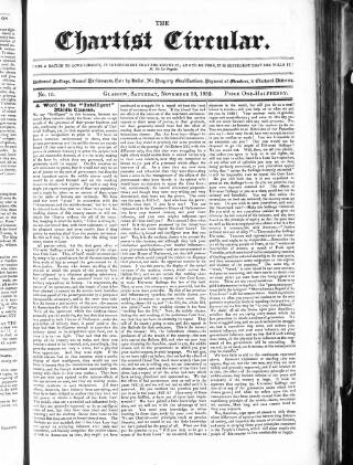 cover page of Chartist Circular published on November 30, 1839