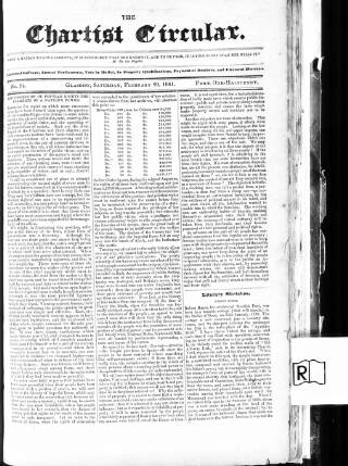 cover page of Chartist Circular published on February 20, 1841