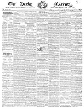 cover page of Derby Mercury published on September 18, 1839