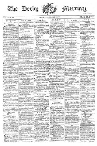 cover page of Derby Mercury published on November 30, 1870