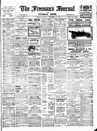 cover page of Freeman's Journal published on September 18, 1915