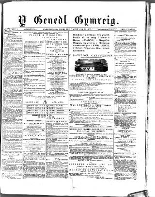 cover page of Y Genedl Gymreig published on November 15, 1877