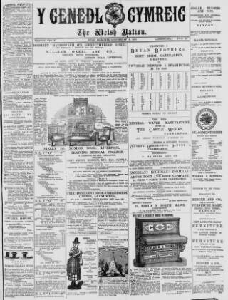 cover page of Y Genedl Gymreig published on July 6, 1887