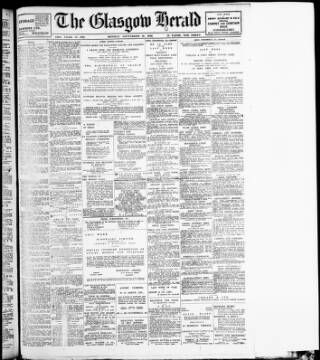 cover page of Glasgow Herald published on September 18, 1916