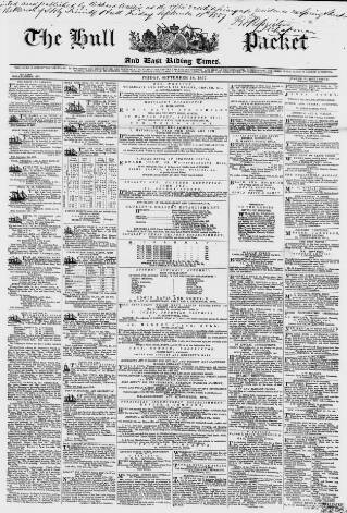 cover page of Hull Packet published on September 18, 1857