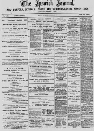 cover page of Ipswich Journal published on November 30, 1889