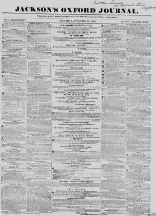 cover page of Oxford Journal published on November 15, 1856