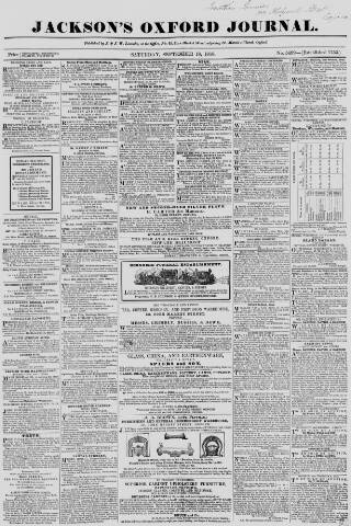 cover page of Oxford Journal published on September 18, 1858