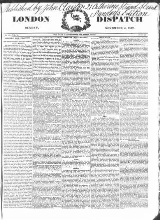 cover page of London Dispatch published on November 4, 1838