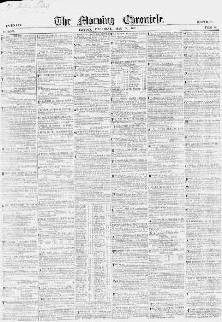 cover page of Morning Chronicle published on May 29, 1851