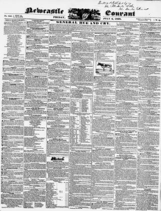 cover page of Newcastle Courant published on July 6, 1838