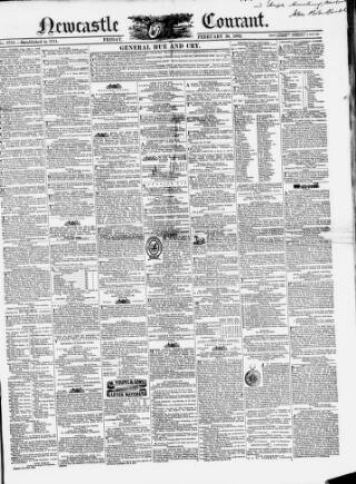 cover page of Newcastle Courant published on February 28, 1862