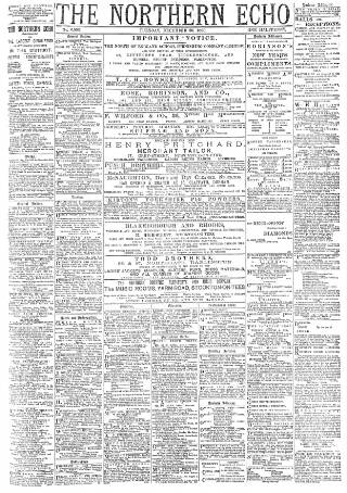 cover page of Northern Echo published on December 30, 1890