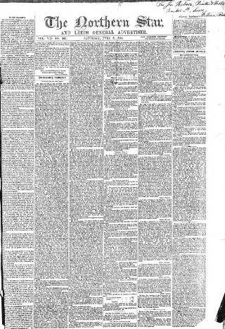 cover page of Northern Star and Leeds General Advertiser published on July 6, 1844