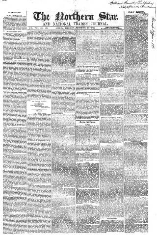 cover page of Northern Star and Leeds General Advertiser published on November 15, 1845