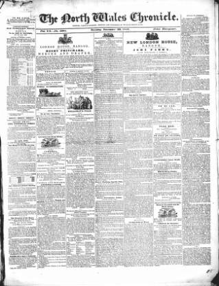 cover page of North Wales Chronicle published on November 30, 1847