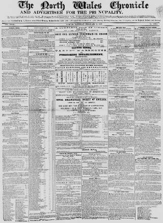 cover page of North Wales Chronicle published on February 28, 1857