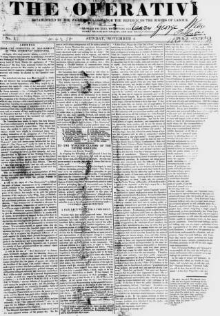 cover page of The Operative published on November 4, 1838