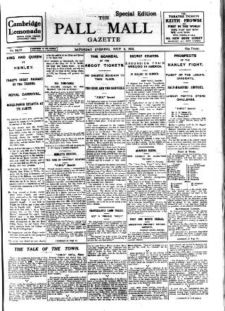 cover page of Pall Mall Gazette published on July 6, 1912