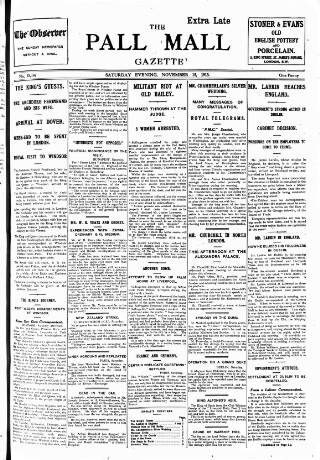 cover page of Pall Mall Gazette published on November 15, 1913