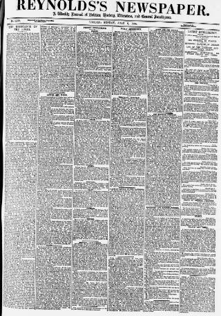 cover page of Reynolds's Newspaper published on July 6, 1884