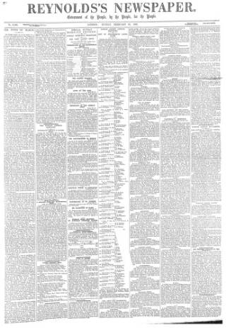 cover page of Reynolds's Newspaper published on February 28, 1892