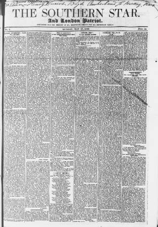 cover page of Southern Star published on May 17, 1840