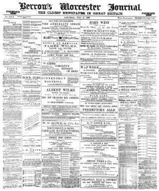 cover page of Worcester Journal published on July 6, 1889