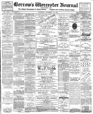 cover page of Worcester Journal published on November 30, 1895
