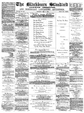 cover page of Blackburn Standard published on July 6, 1878