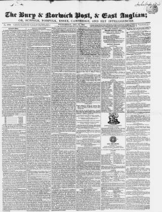 cover page of Bury and Norwich Post published on December 30, 1835