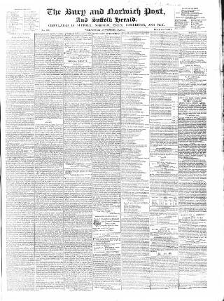cover page of Bury and Norwich Post published on November 30, 1853