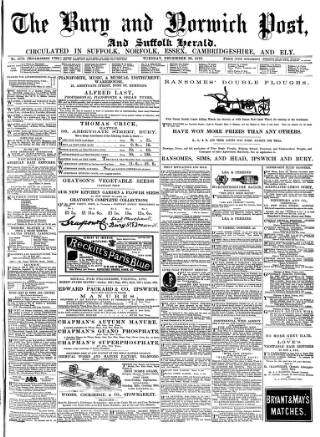 cover page of Bury and Norwich Post published on December 30, 1873