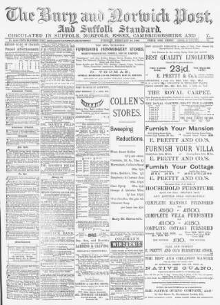 cover page of Bury and Norwich Post published on February 28, 1899