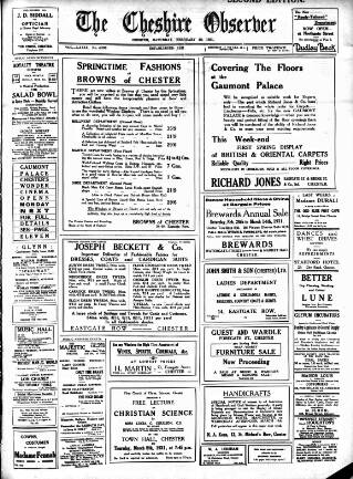 cover page of Cheshire Observer published on February 28, 1931