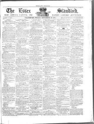 cover page of Essex Standard published on September 18, 1874