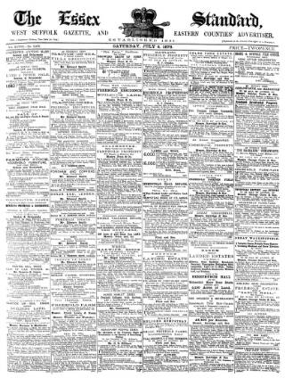 cover page of Essex Standard published on July 6, 1878