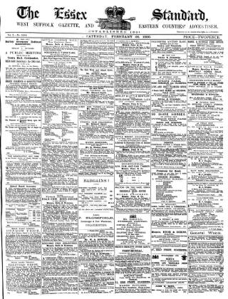 cover page of Essex Standard published on February 28, 1880